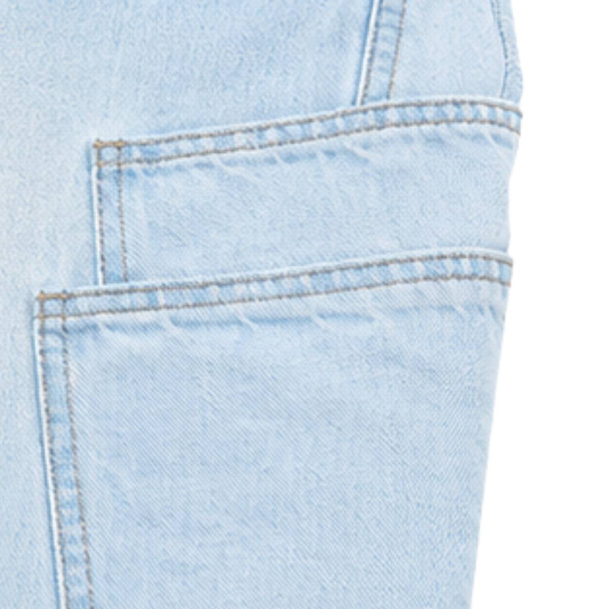 Light Wash Utility Cargo Pocket Wide Leg Jeans
