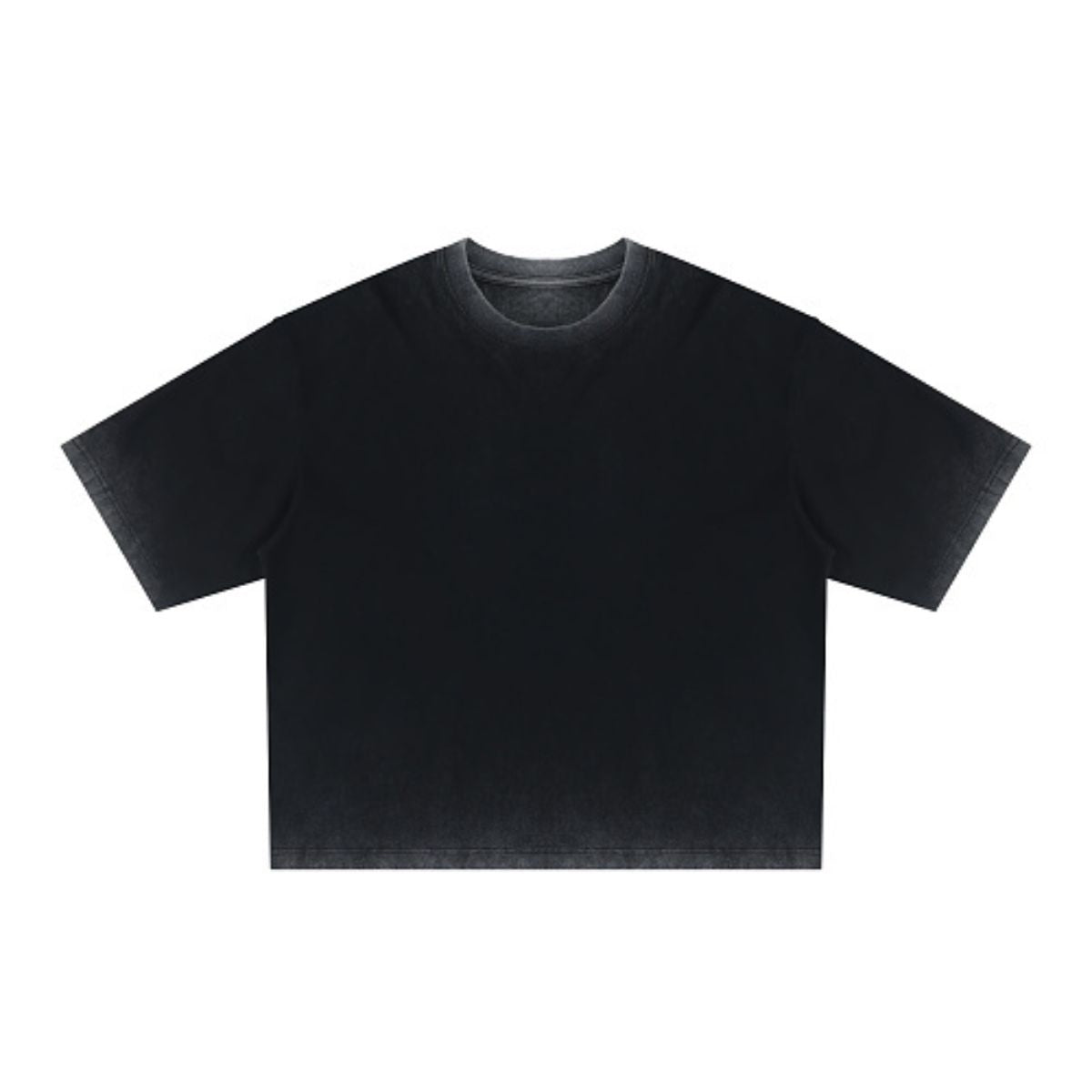 Washed Cotton Boxy Cropped Crew Neck Tee
