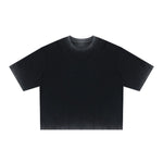 Washed Cotton Boxy Cropped Crew Neck Tee