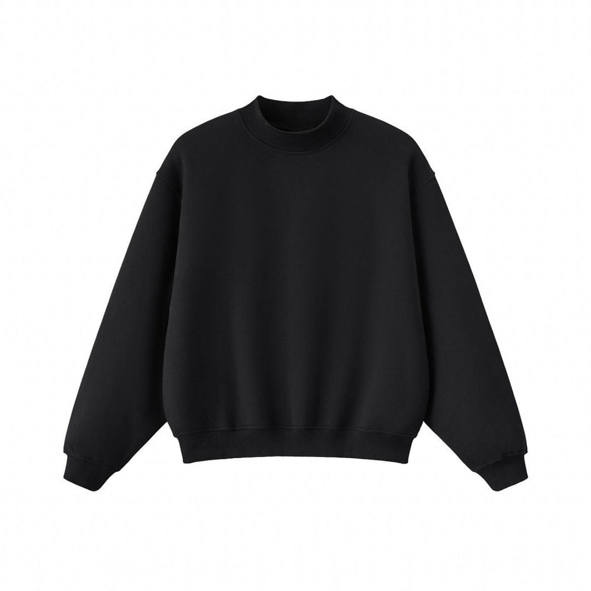 Heavyweight Fleece‑Lined Boxy Mock Neck Old‑Money Sweatshirt