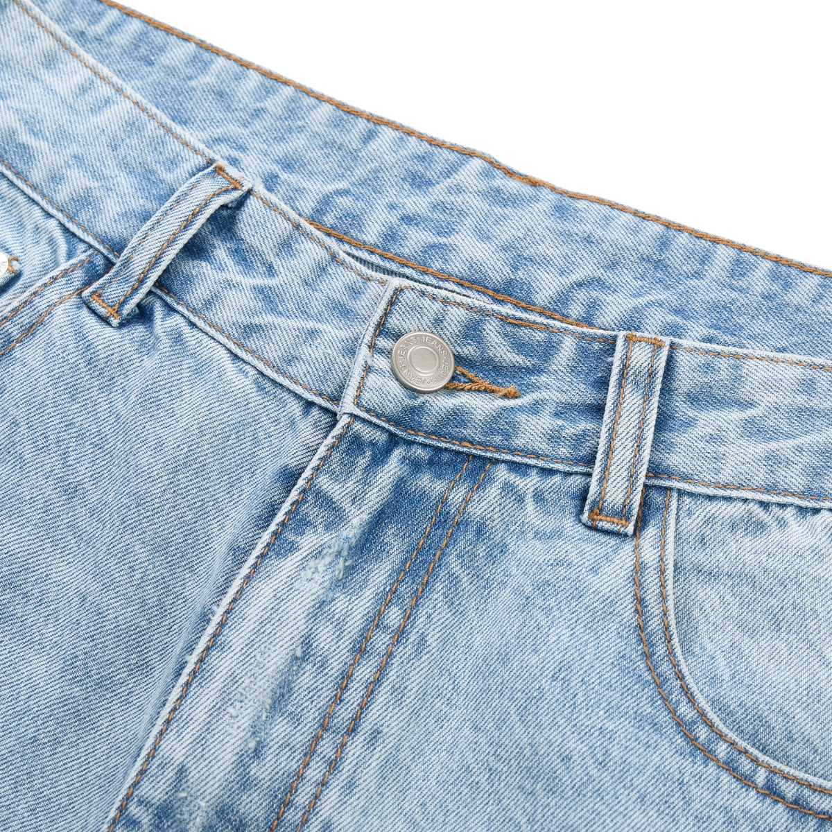 Wash Destroyed Pleated Baggy Jeans