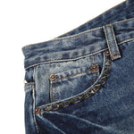 Rivet Lightning Pattern Micro Flare Vintage Denim Jeans