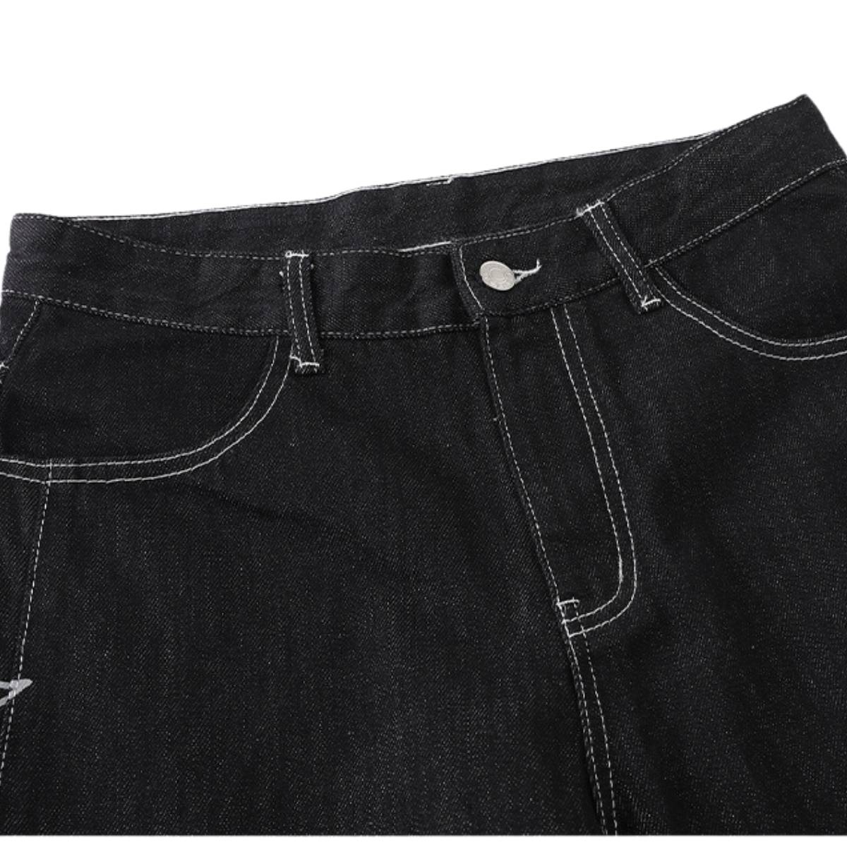 Y2K Star Mesh Layered Spliced Lace Baggy Wide-Leg Jeans