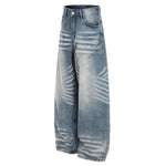 Vintage Slub Wash Curved Leg Denim Jeans