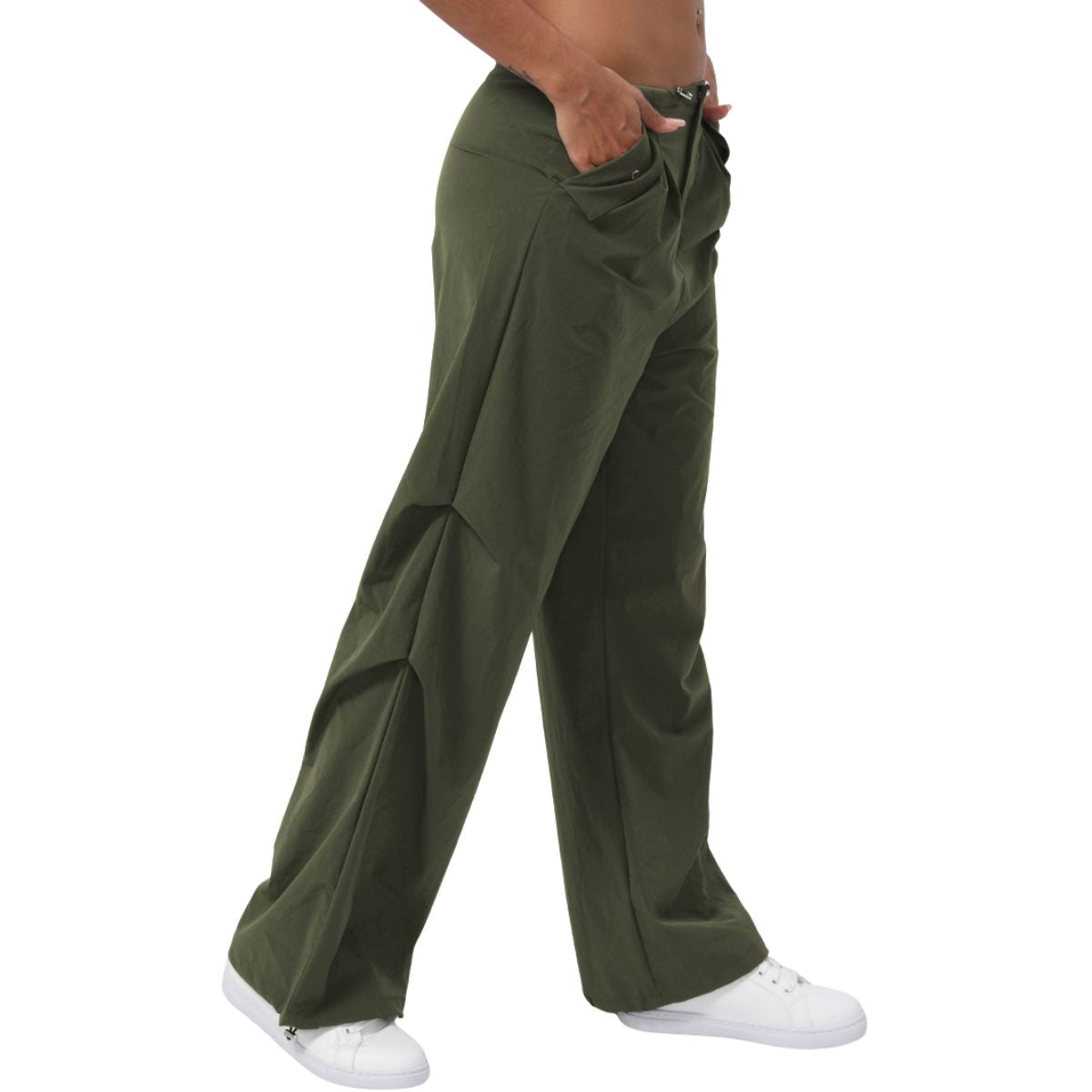 Relaxed-Fit Pleated Parachute Pants