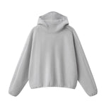 Boxy Contrast Webbing High Neck Face‑Cover Hoodie