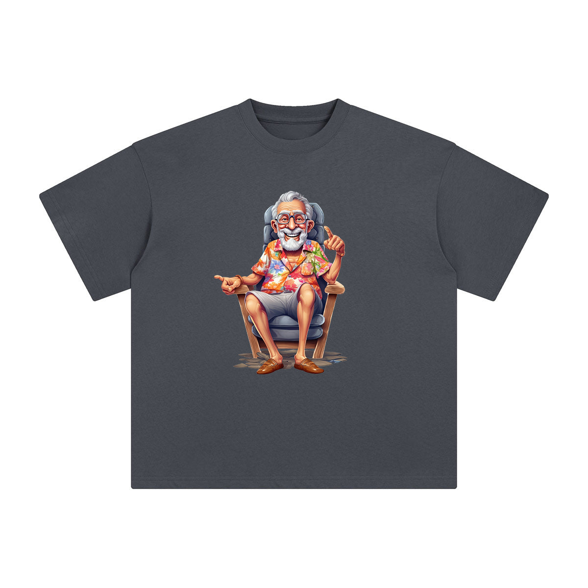Grandpa Sitting On Beach Chair Graphic Tee-INNBLAC Fashion Apparel
