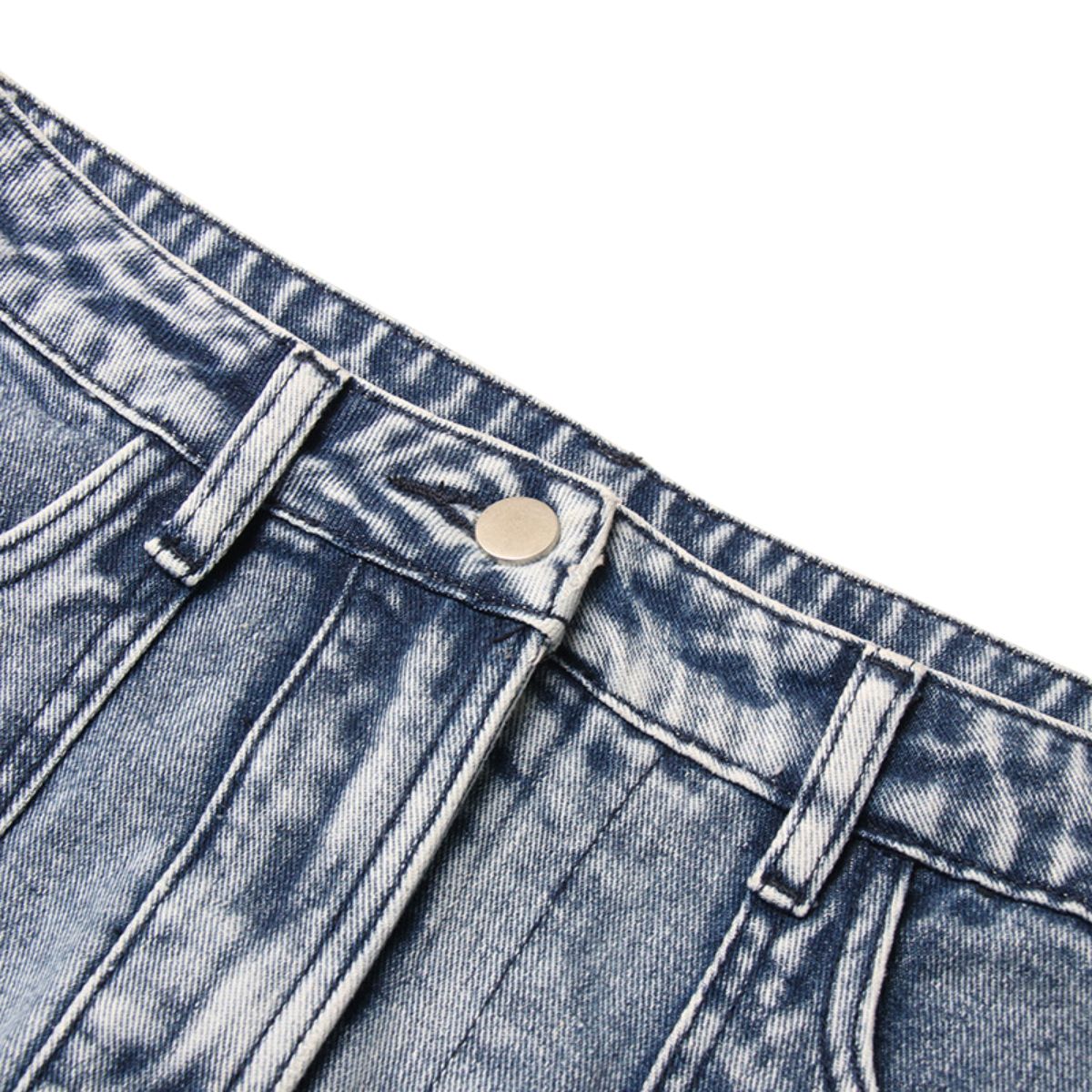 Raw Hem Cargo Denim Midi Skirt