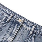 Raw Hem Cargo Denim Midi Skirt