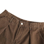 Striped Corduroy Patchwork Relaxed Fit Multi-Pocket Utility Cargo Pants