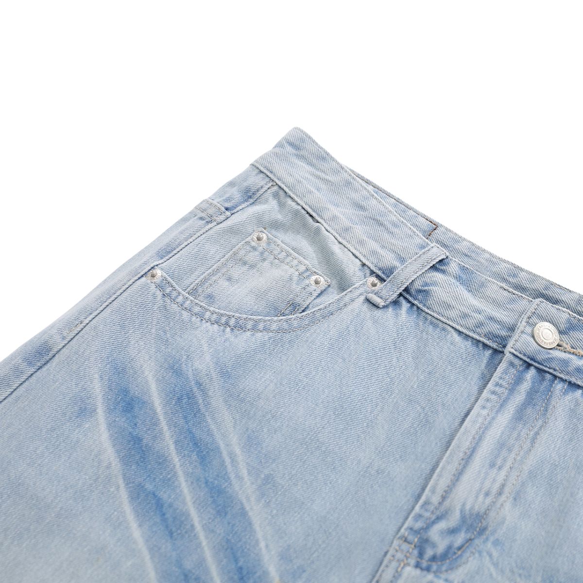 Washed Lightning Pattern Wide Flare Jeans