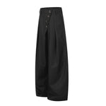 Old Money Pleated Button Detail Wide Leg Trousers