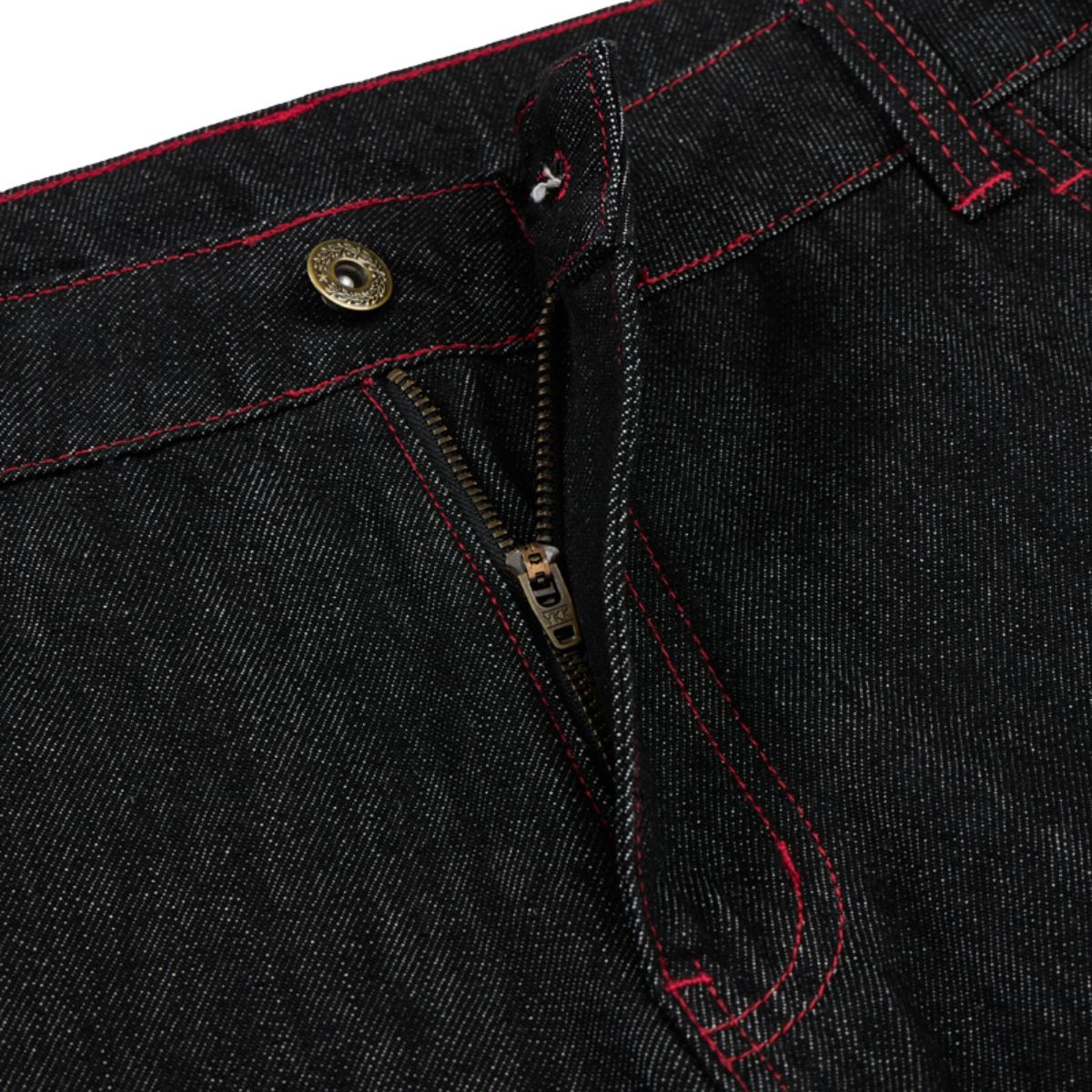 Embroidered Raw Denim Vintage Washed Loose Straight‑Leg Jeans
