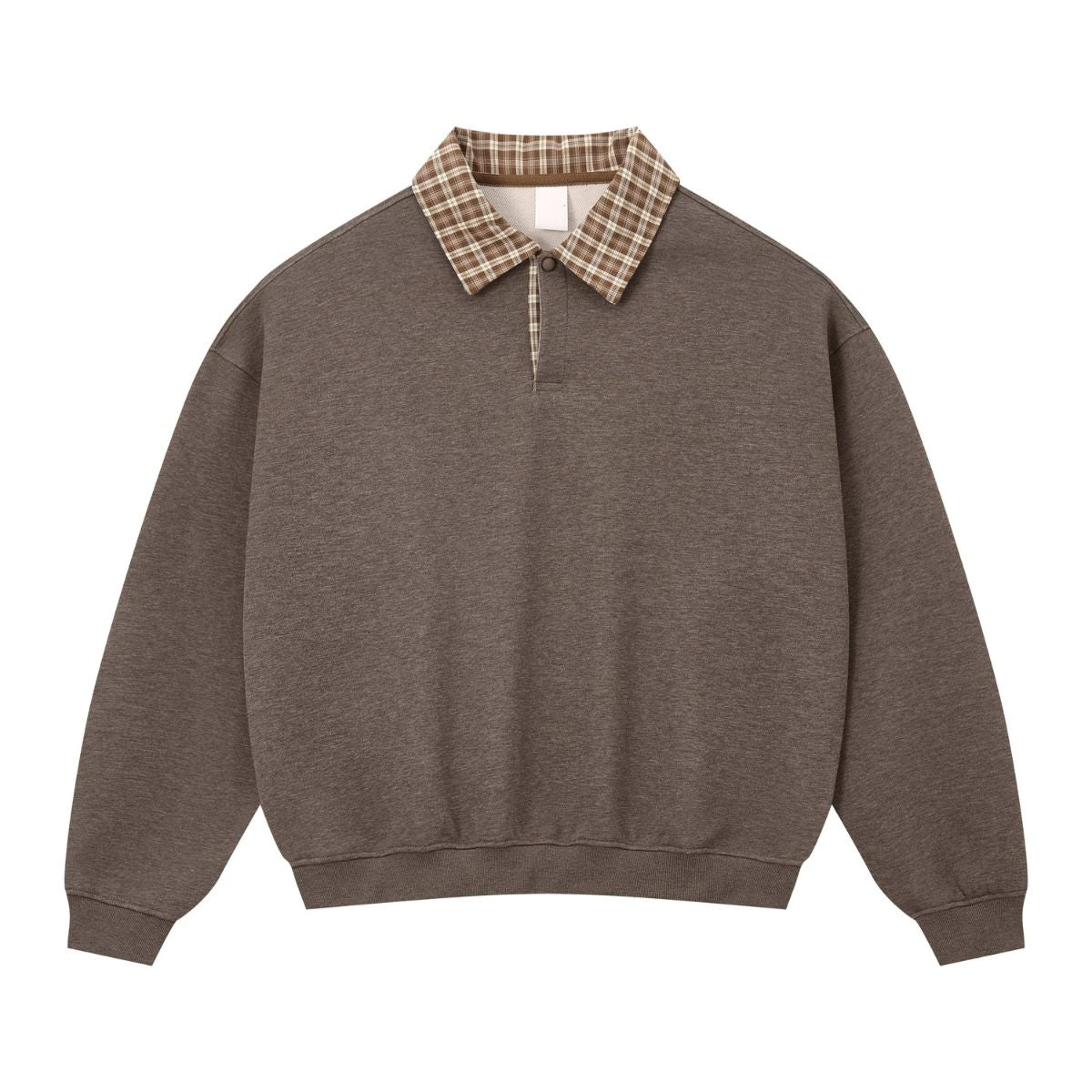 Quiet Luxury Old Money Color‑Contrast Plaid Half‑Zip Polo Sweatshirt