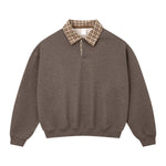 Quiet Luxury Old Money Color‑Contrast Plaid Half‑Zip Polo Sweatshirt