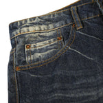Washed Whiskering Micro Flare Vintage Denim Jeans