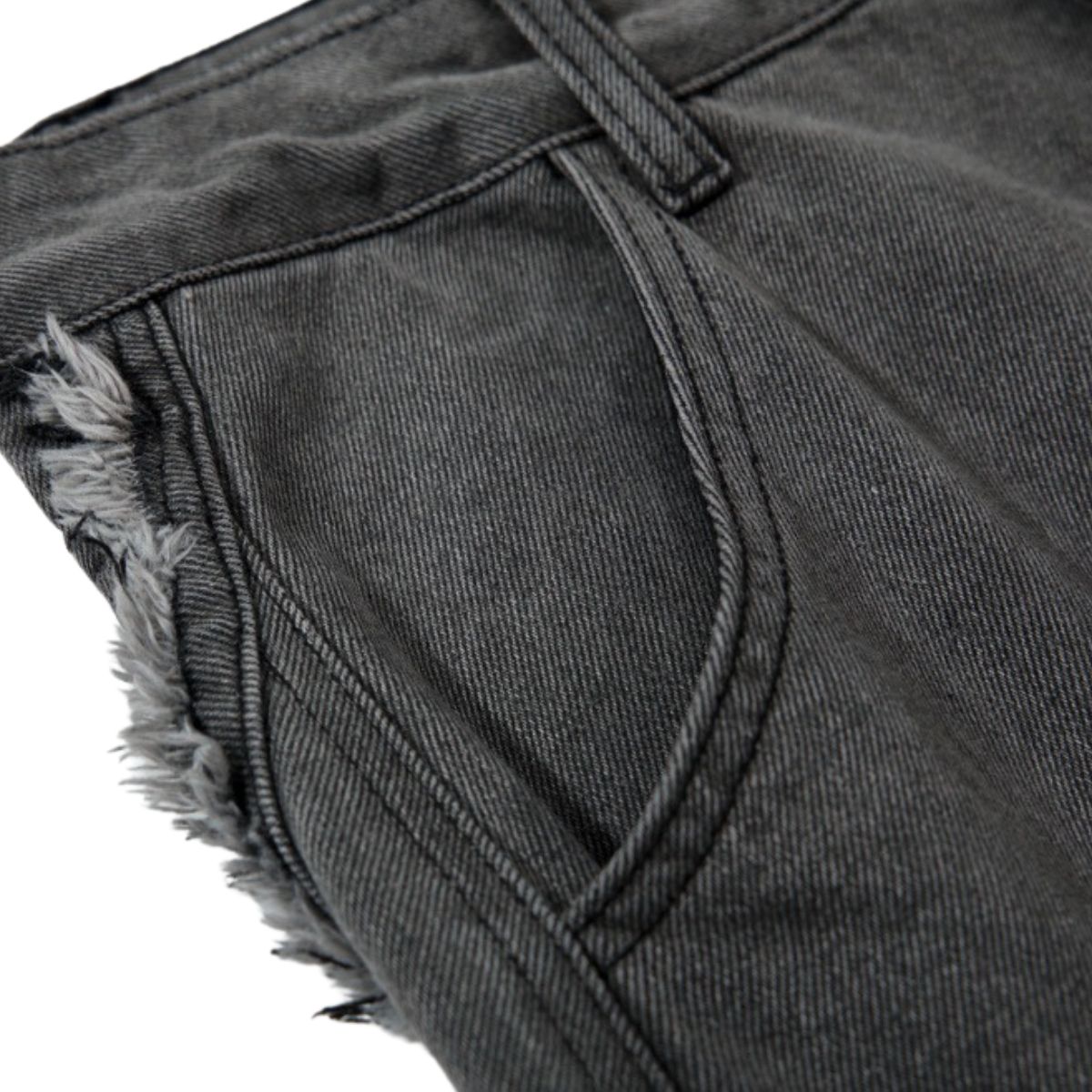 Men's Washed Distressed Denim Pants Wide Leg Patchwork Raw Edge Unique