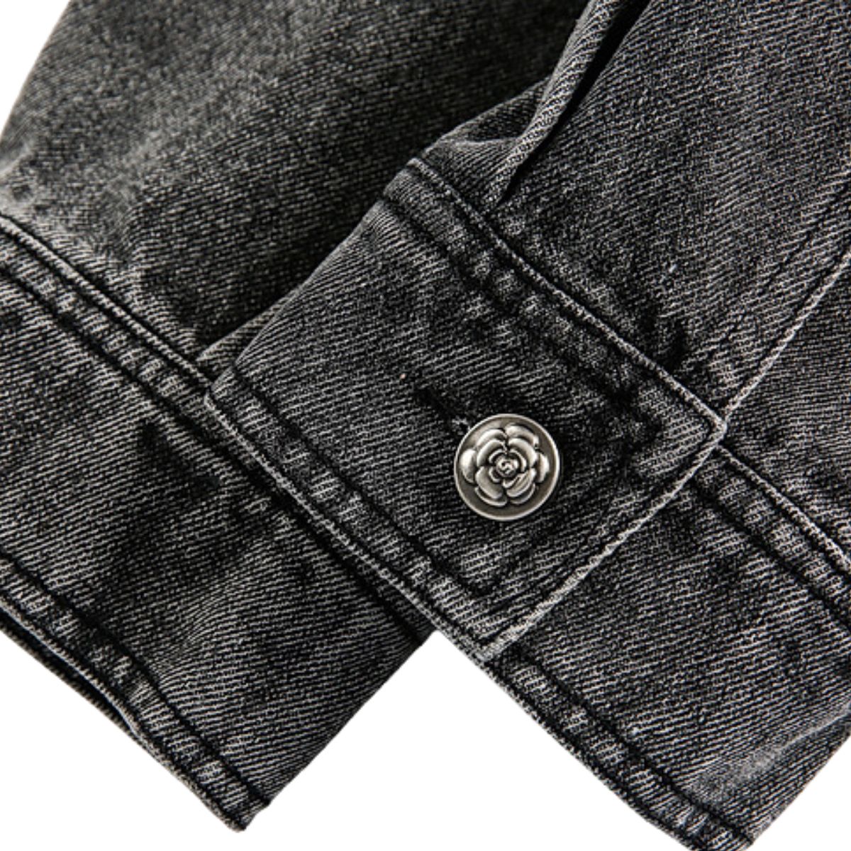 Stitched Diamond Design Relaxed Water-washed Denim Work Jacket