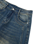 Vintage Whiskered Slub Relaxed Wide-Leg Denim Pants