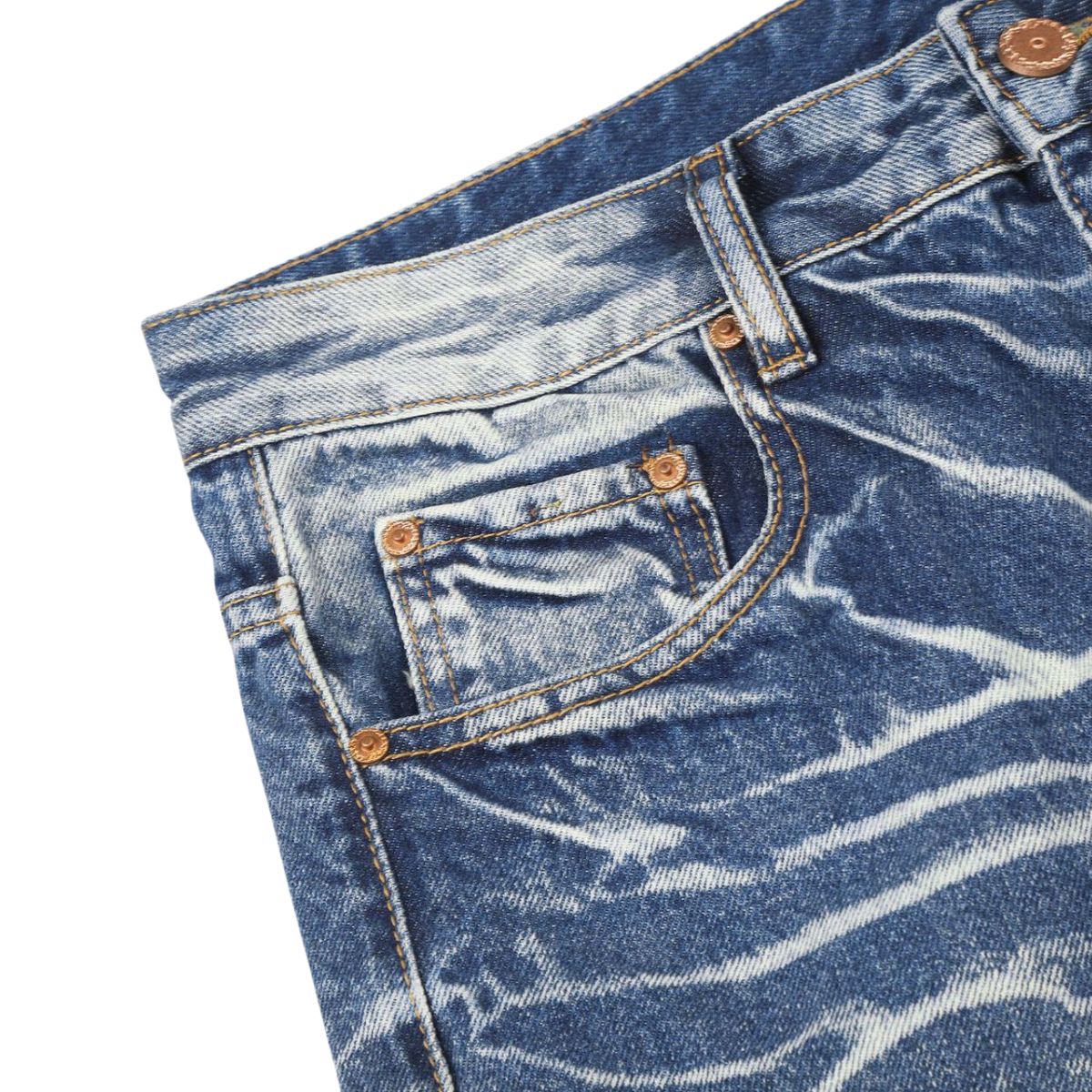 Ripped Lightning Pattern Micro Flare Vintage Denim Jeans