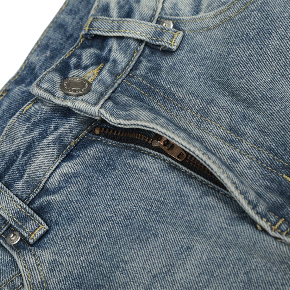 Men's Washed Distressed Denim Pants Vintage American Loose Wide Leg