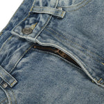 Men's Washed Distressed Denim Pants Vintage American Loose Wide Leg