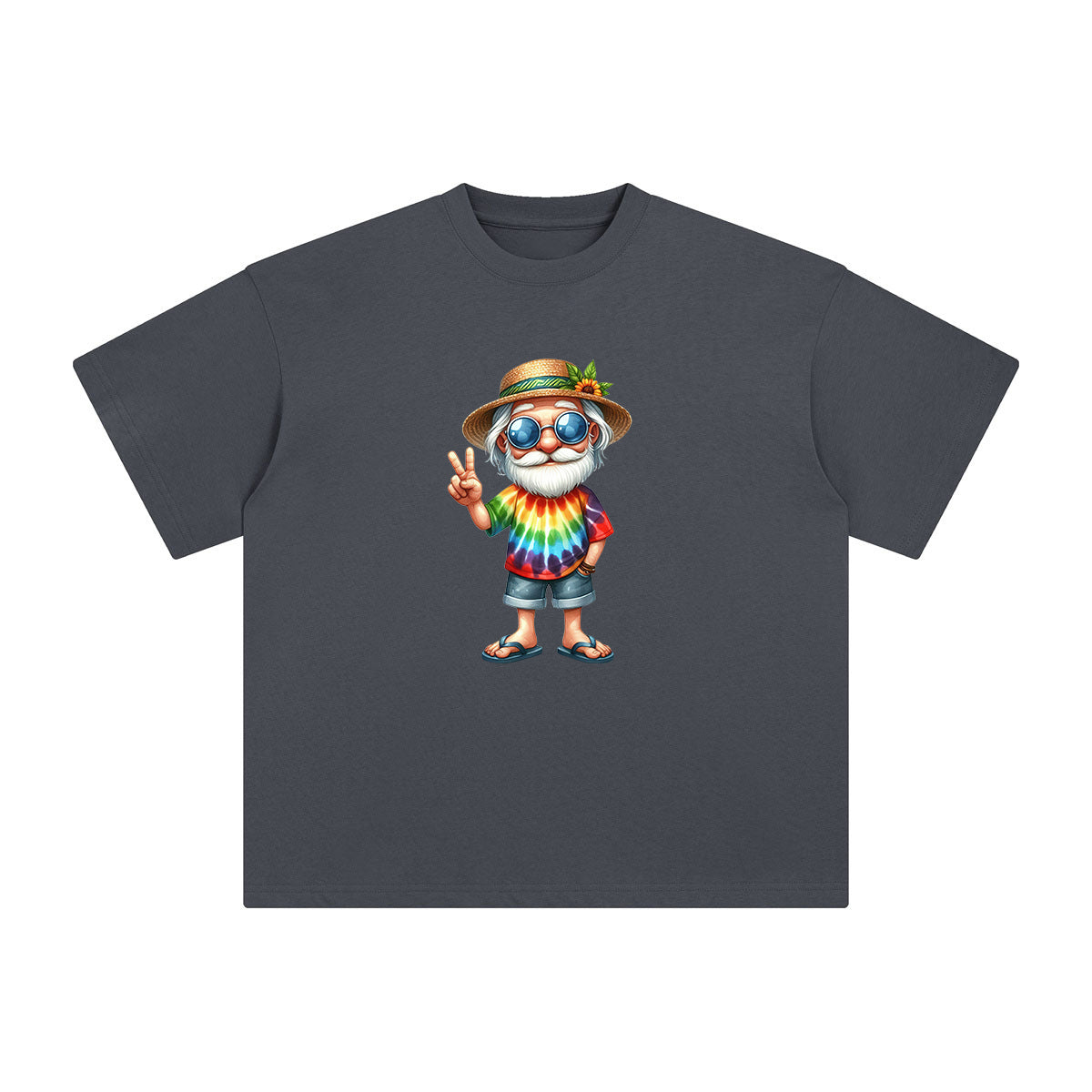 Happy Vacation Old Man Graphic Tee-INNBLAC Fashion Apparel