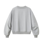 Boxy Short‑Wide V‑Neck Sweatshirt With Gathered Lantern Puff Sleeves