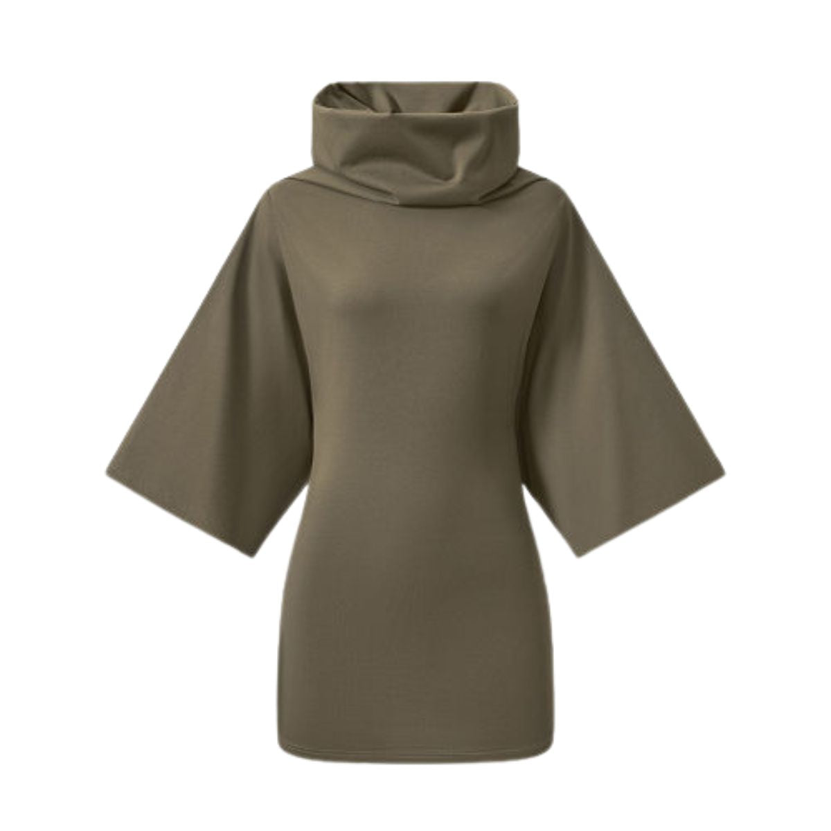 Wasteland‑Style Cowl Neck Flared Mid‑Sleeve Dress