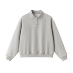 Old Money Cropped Polo Collar Fleece Sweatshirt
