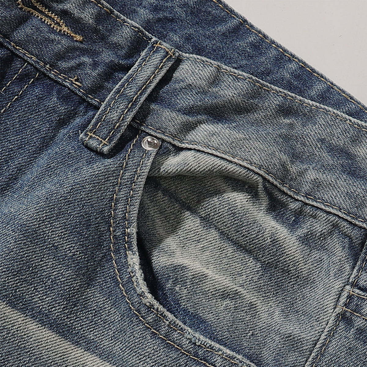 Faded Wash Vintage Relaxed Wide Leg Denim Jeans