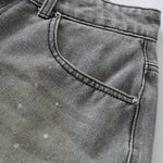 Splash Print Distressed Wash Denim Bermuda Shorts