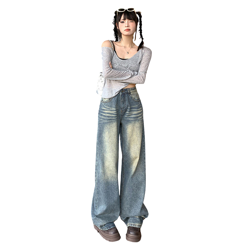 Vintage Whiskers Straight Leg Jeans-INNBLAC Fashion Apparel