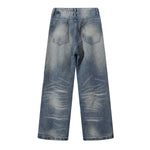Faded Wash Vintage Relaxed Wide Leg Denim Jeans