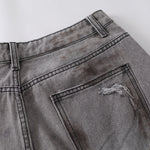 Baggy Fit Distressed Grey Ripped Jeans