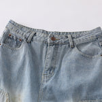 Vintage Washed Utility Cargo Wide-Leg Jeans