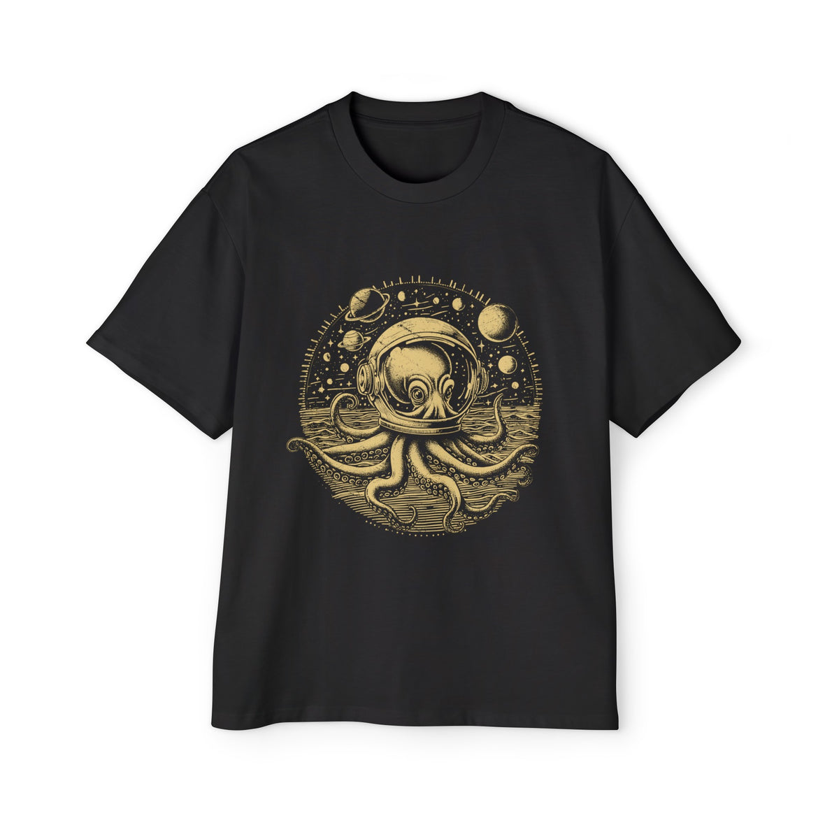 Octopus With Astronaut Helmet Graphic Tee-INNBLAC Fashion Apparel