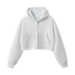 Women's Solid Zip-Front Cropped Hoodie