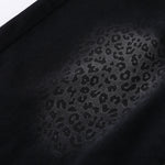 Black Leopard Print Denim Bermuda Shorts