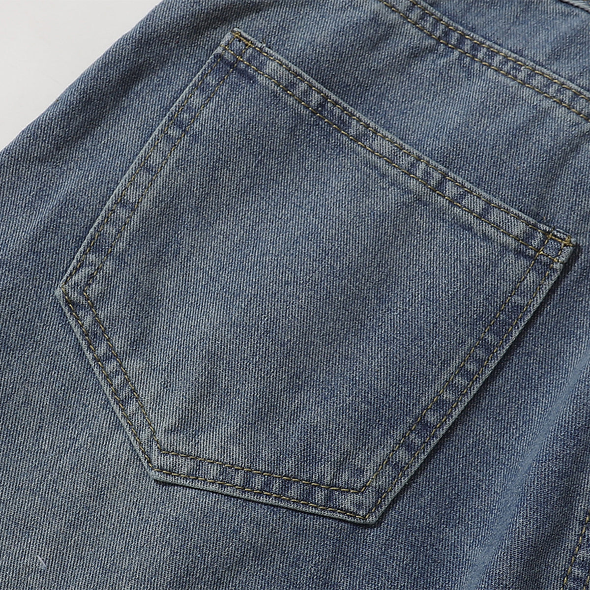 Built In Belt Mid Waist Denim Shorts