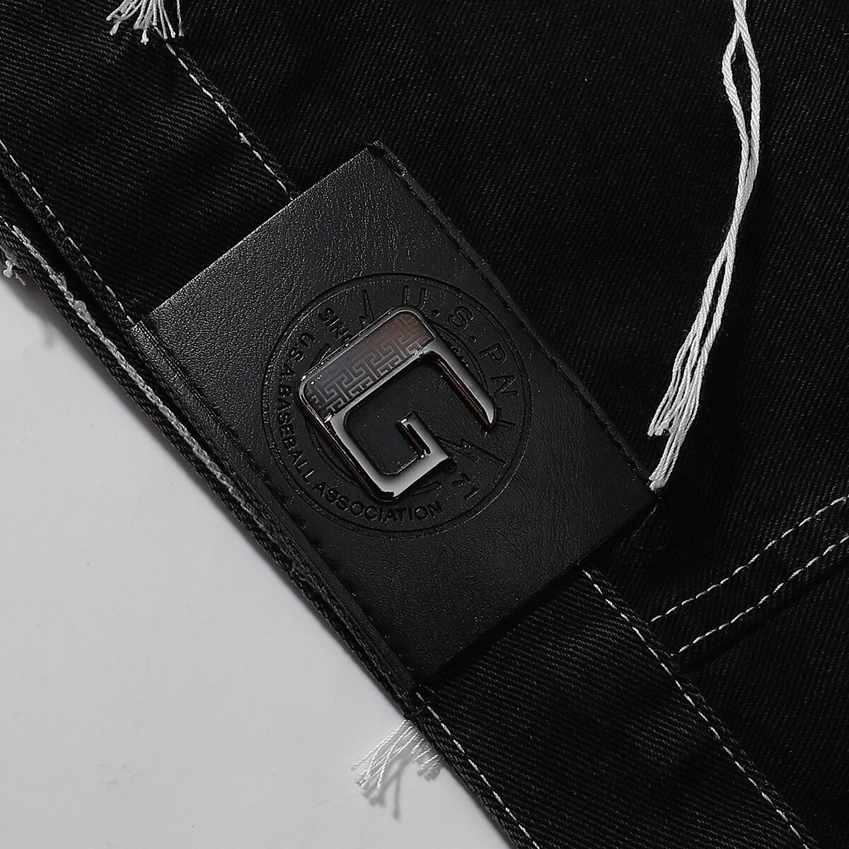 Abstract White Embroidery Denim Jacket