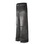 Gradient Fade Knee-Ripped Baggy Jeans
