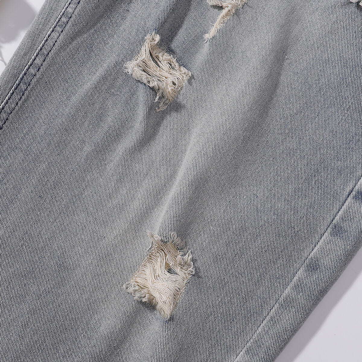 Heavily Distressed Vintage Wash Baggy Jeans