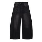 Black Washed Wide Leg Denim Jeans