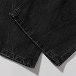 Black Acid Wash Distressed Wide Leg Denim Jeans