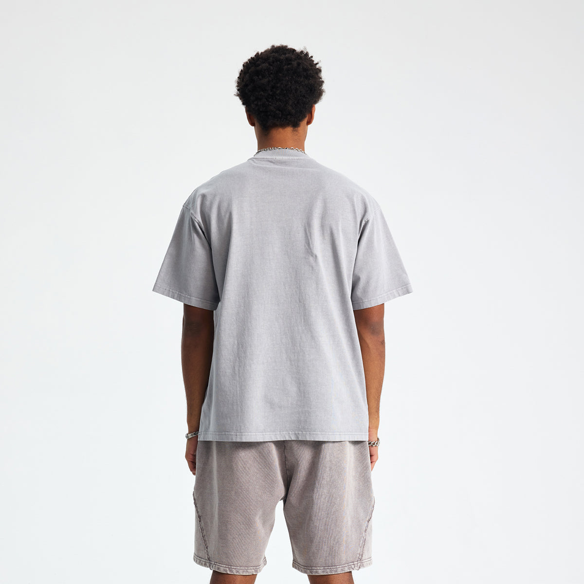 Vintage Washed Oversized Gray Print Tee