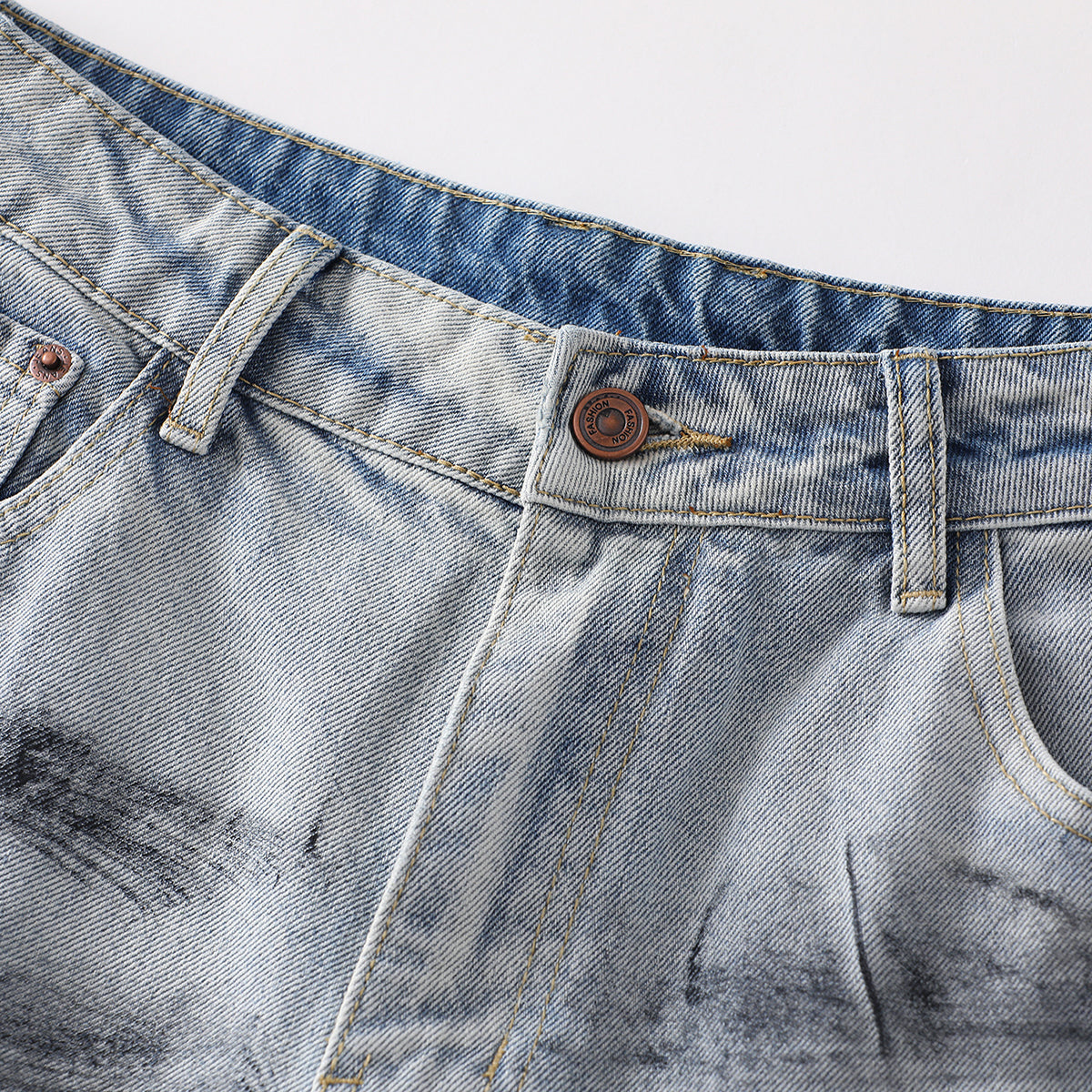 Spray-Painted Patchwork Distressed Baggy Jeans