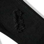 Distressed Black Ripped Flared Jeans