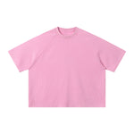 Boxy Waffle Washed Distressed Raglan Tee