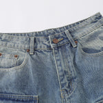 Multi-Pocket Cargo Denim Bermuda Shorts
